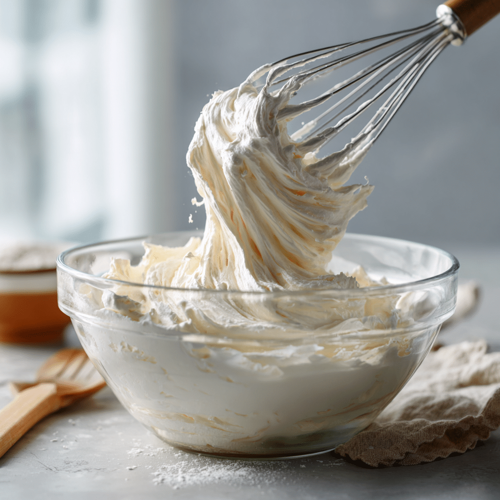 Creamy Matcha Tiramisu (No-Bake Japanese Twist on a Classic Dessert) 5 Finished whipped mascarpone cream for matcha tiramisu