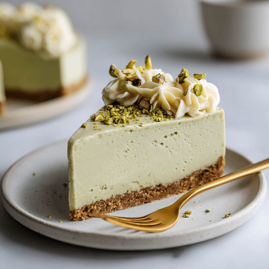 Matcha Desserts: Irresistible No‑Bake Treats with Green Tea Power 2 No-bake matcha cheesecake slice with pistachio and white chocolate