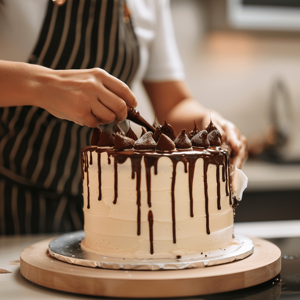 About me 2 chef decorating a cake
