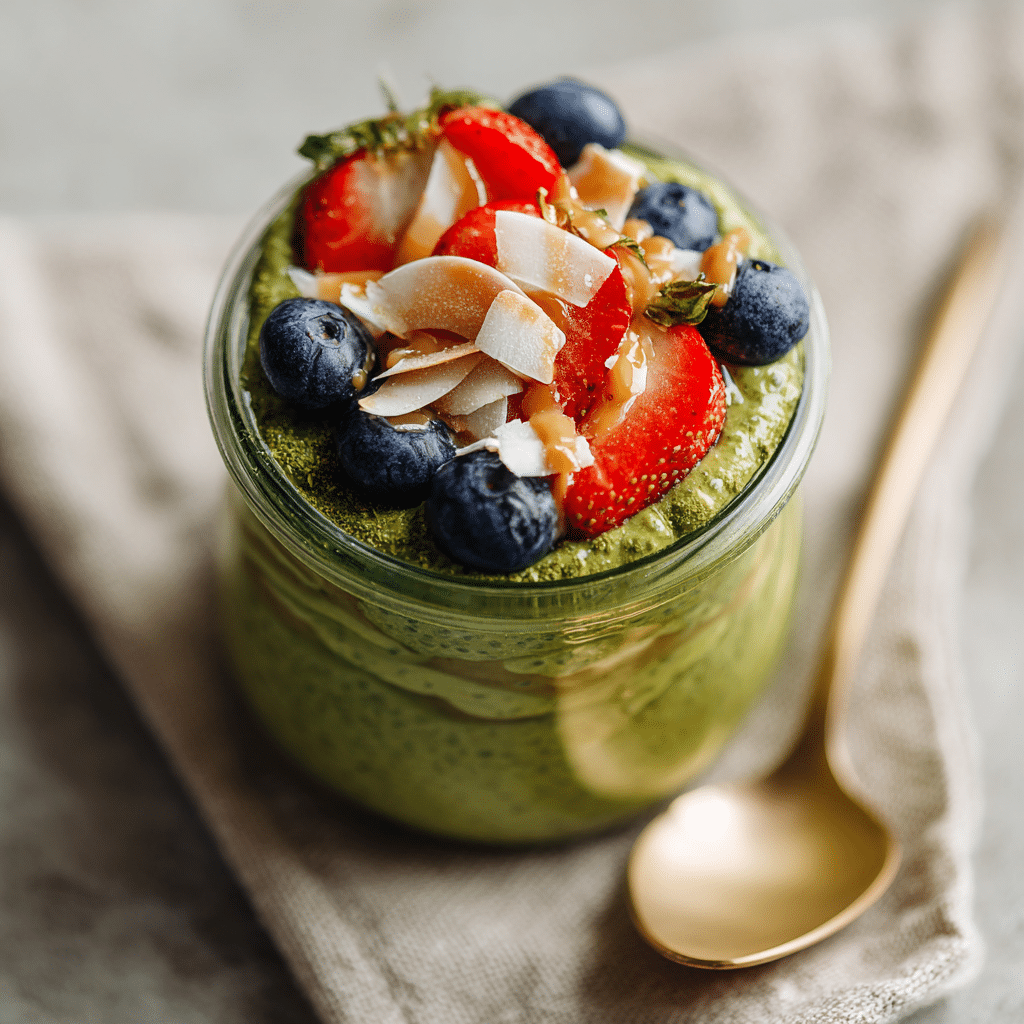 Matcha Desserts: Irresistible No‑Bake Treats with Green Tea Power 7 Vibrant matcha chia pudding with berries, coconut, and almond butter