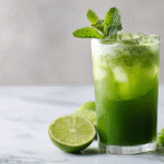 vibrant matcha mocktail with mint and lime